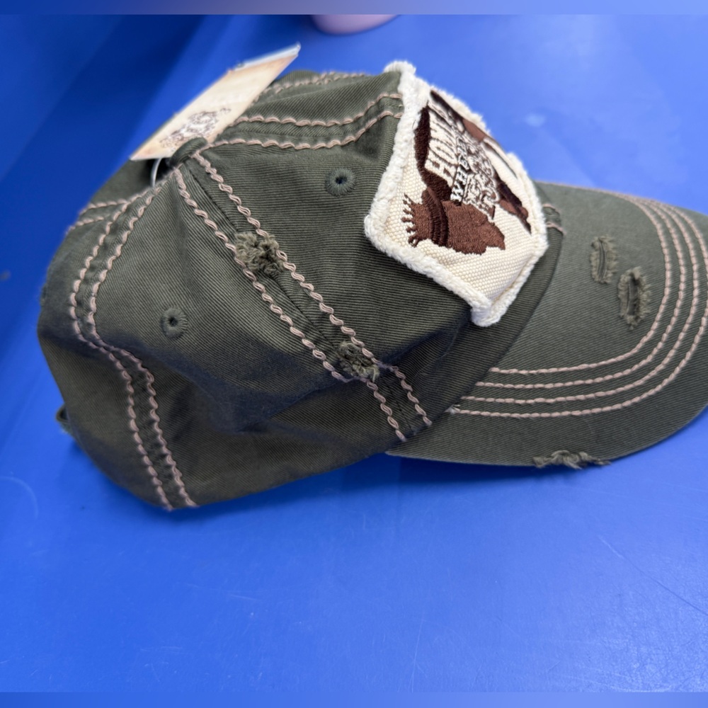 NWT Junk Gypsy Buckle Home Is Wherever I Roam Buffalo Distressed Hat Green JG015 - Picture 2 of 8